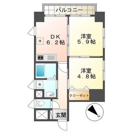 観光通駅 徒歩4分 8階の物件間取画像